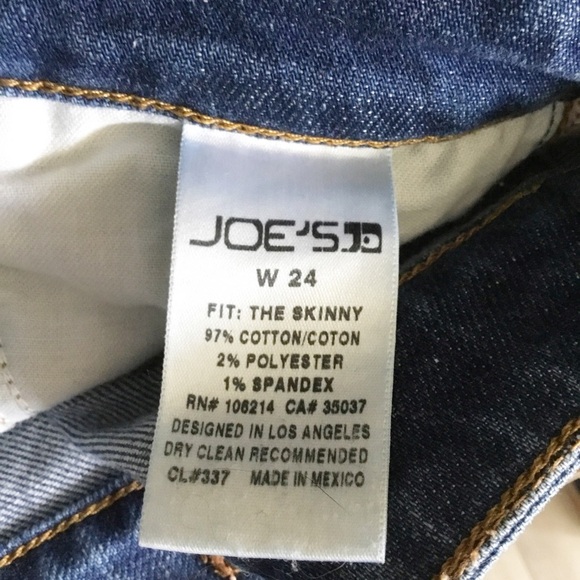 Joe’s Distressed Jeans Cropped Pants Size 24 The Skinny - Picture 6 of 6